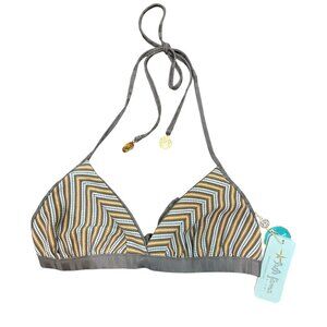 Luli Fama Torre De Oro Halter Bikini Top Small New